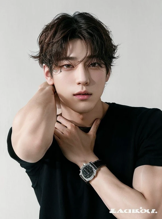 a close up of a person with long hair and a tank top, jungkook, jeon jungkook jungkook, south korean male, inspired by jungkook, inspired by jeon jungkook, jungkook, jungkook from bts, jeon jungkook, inspired by Jeon jungkook, jungkook, inspired by jeon jungkook