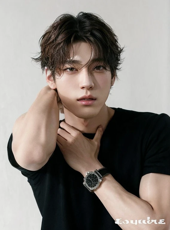 a close up of a person with long hair and a tank top, jungkook, jeon jungkook jungkook, south korean male, inspired by jungkook, inspired by jeon jungkook, jungkook, jungkook from bts, jeon jungkook, inspired by Jeon jungkook, jungkook, inspired by jeon jungkook