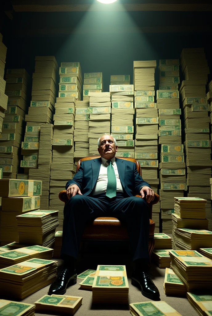 A man sitting on 5 billion reais in cash
 