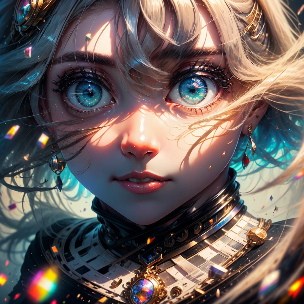(Masterpiece artwork, top-quality, high resolution, ultradetailed, 8k, 16K, HD) beautiful female eyes reflecting amusement park, (park reflecting in the eyes), glare eyes, swirly vibrant colors, details Intricate, fine strokes, focus on the eyes,