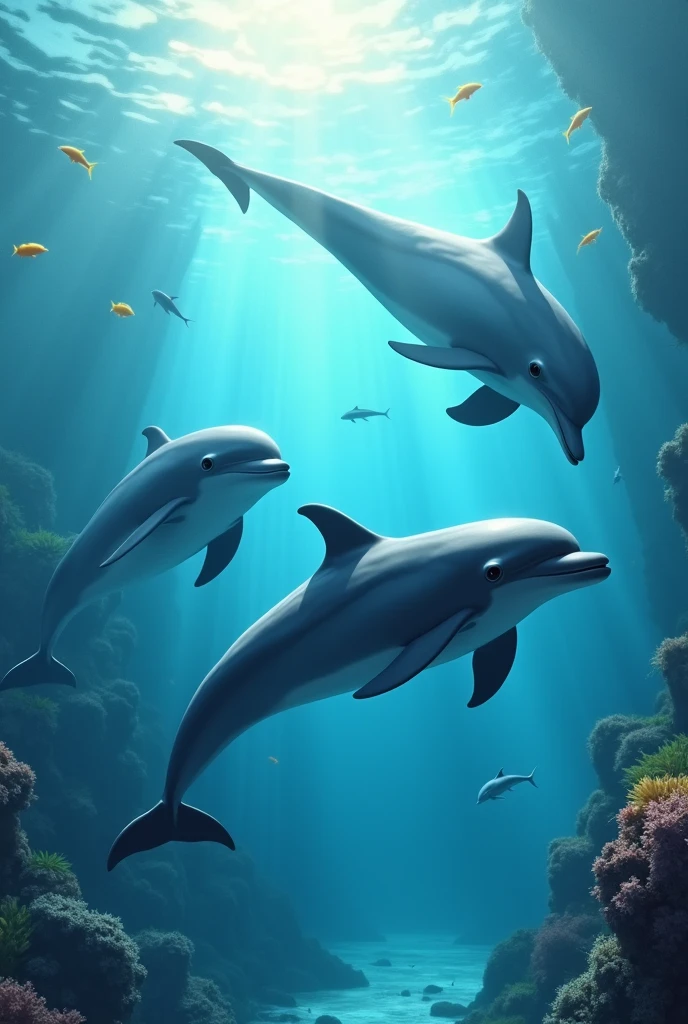 dolphins in the water 
