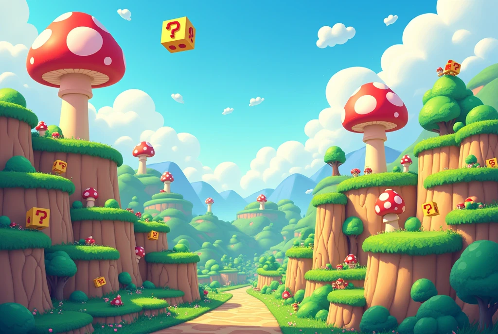 background game, mario 2d style refrences, no characters