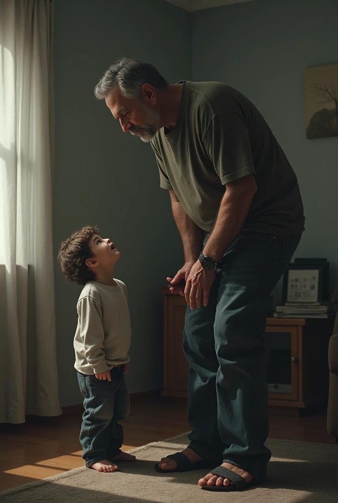 Create the image of a father who does not pay attention to his son