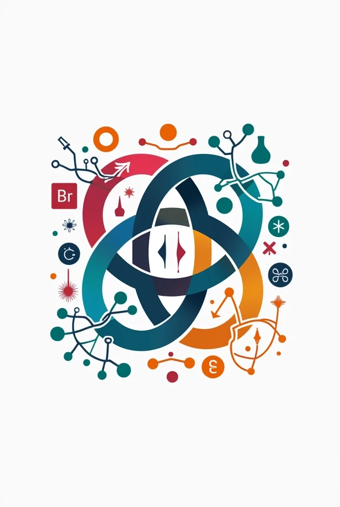 science club logo with the branches of science with the elements of the periodic table that resembles the science club, give a lot of designs and details