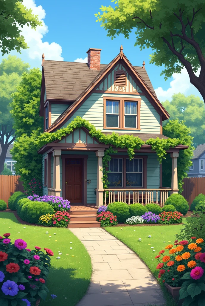 A beautiful and small resident house with flower