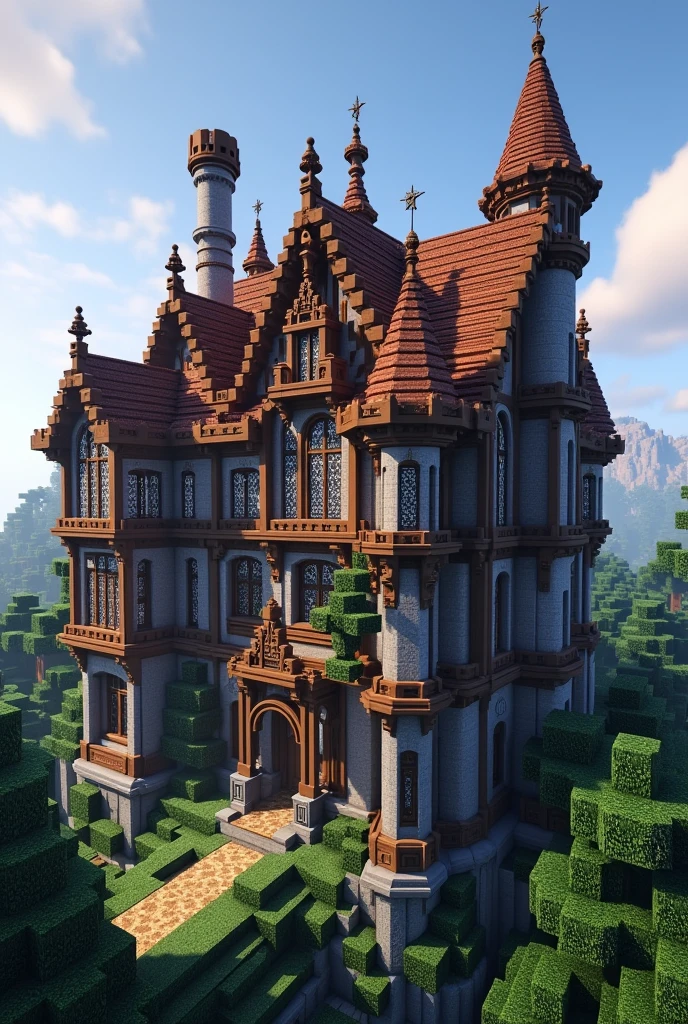 Un techo de casa para minecraft mediebal y mansion