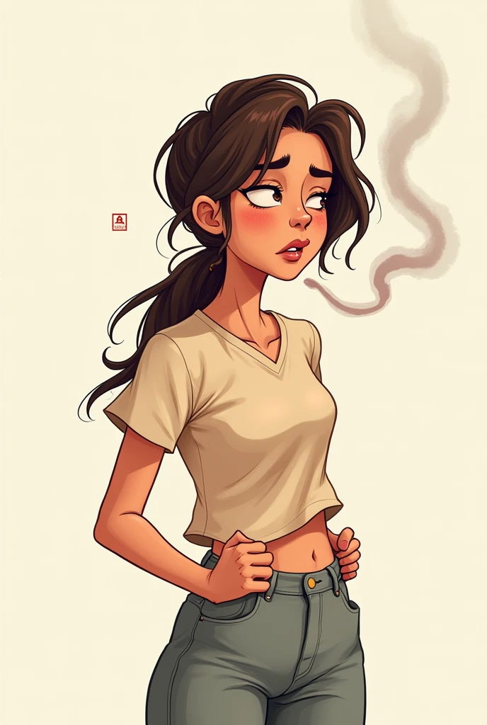 A woman farting 

