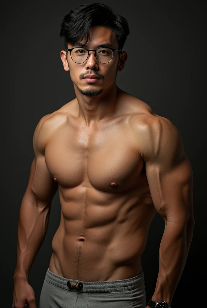 best quality, masterpiece, 8K, HD, masculine, 30 year-old korean gentleman, muscular, nerdy look, glasses, shirtless, big bulge, , wear a tie,sexy, god rays, perfection, no watermark,underwear, sexy, Masculine and handsome, muscular, Beautiful muscles, hairy body,sweat, lewd face, firm chest, sexual, provocative, lustful, accessories include a luxury wristwatch, looking at the viewer, muscle veins, lightly tanned skin, drooling, slimy, wanting to show off chest,in the company