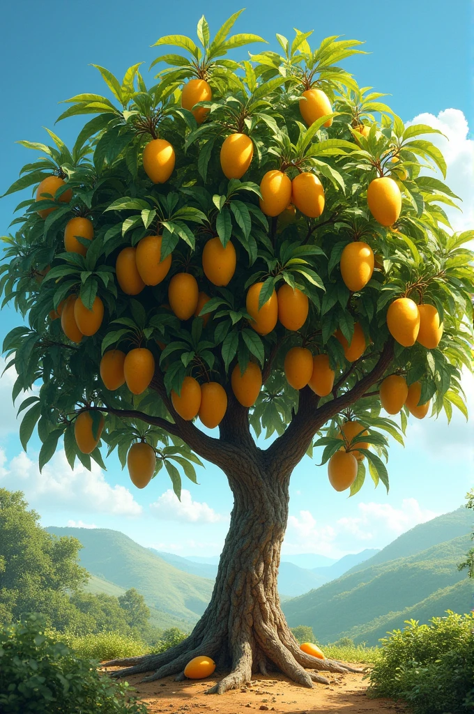 A mango tree with many mangoes