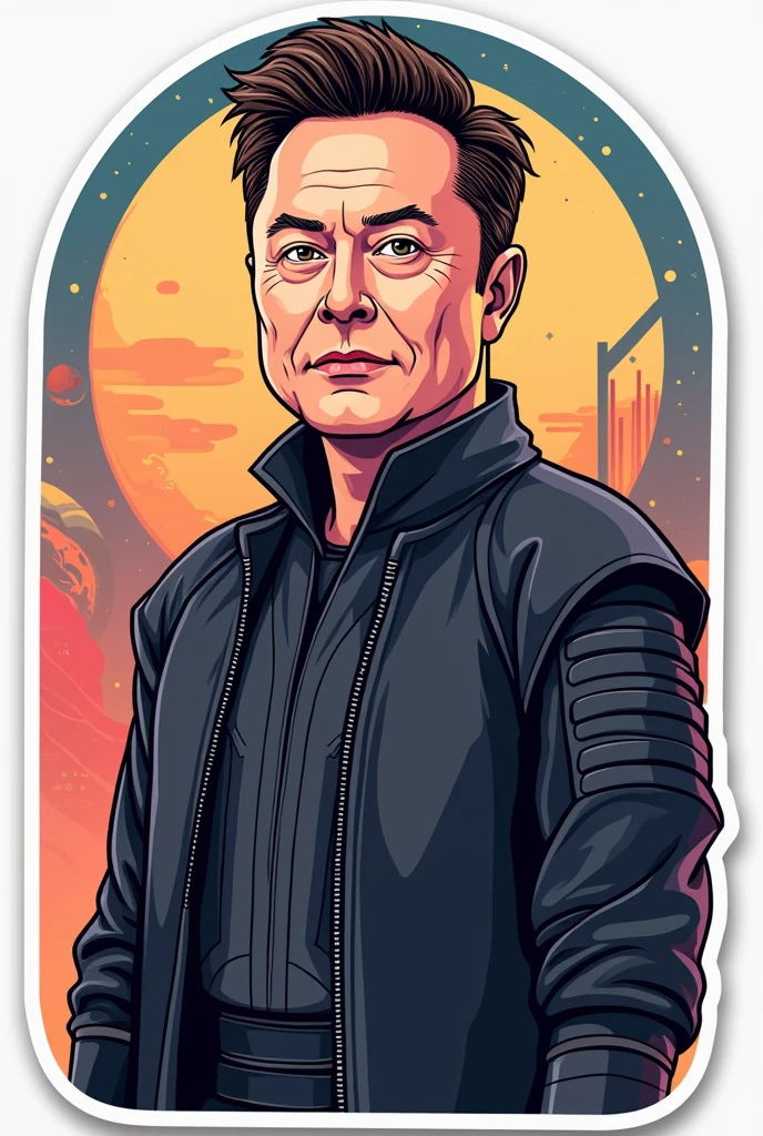 Vector image sticker art of Elon Musk in star wars costume cartoonistic realistic