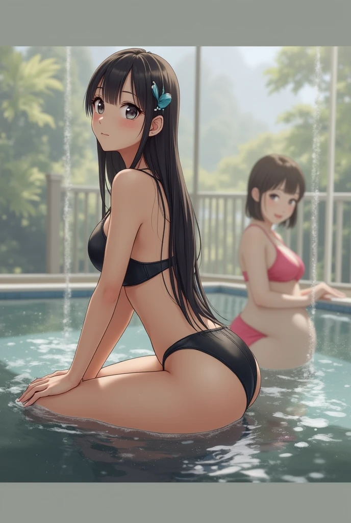 Beautiful ung girl in swimming pool