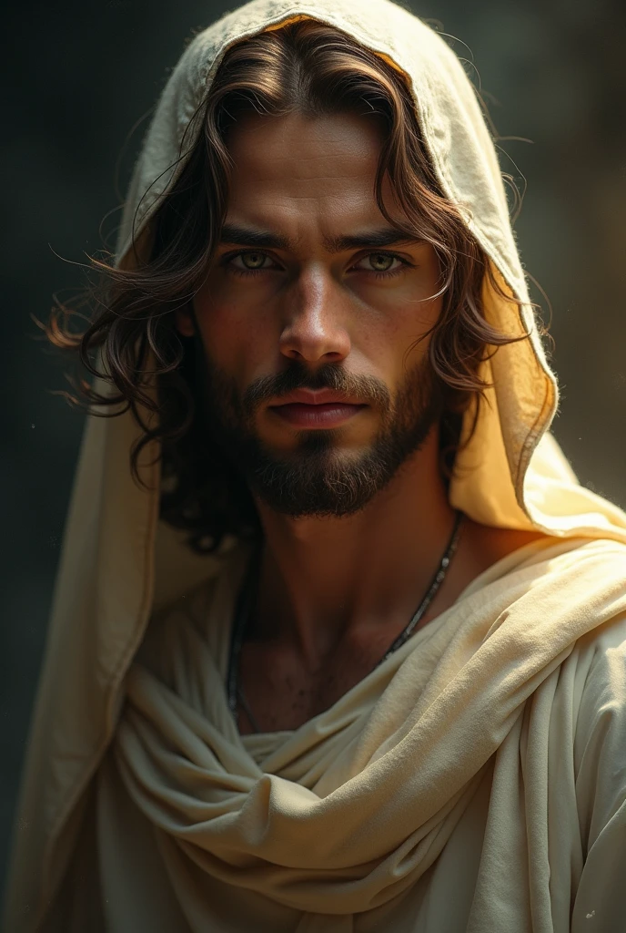 Jesus Christ, kharisma, hood, shining, smile, blessing, look at me, side light, jews, young
