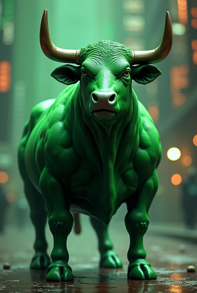 stock share bull in green color in bulish market
