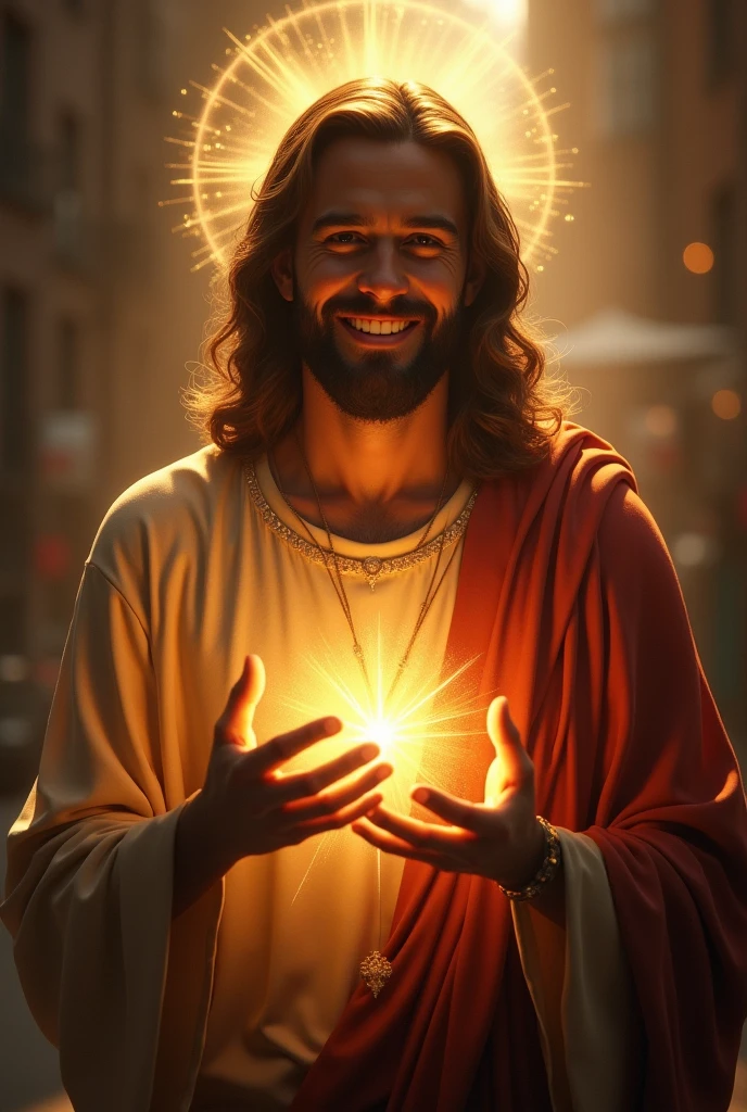 Jesus Christ, kharisma, hood, shining, smile, blessing, look at me, side light, jews, 30 years old