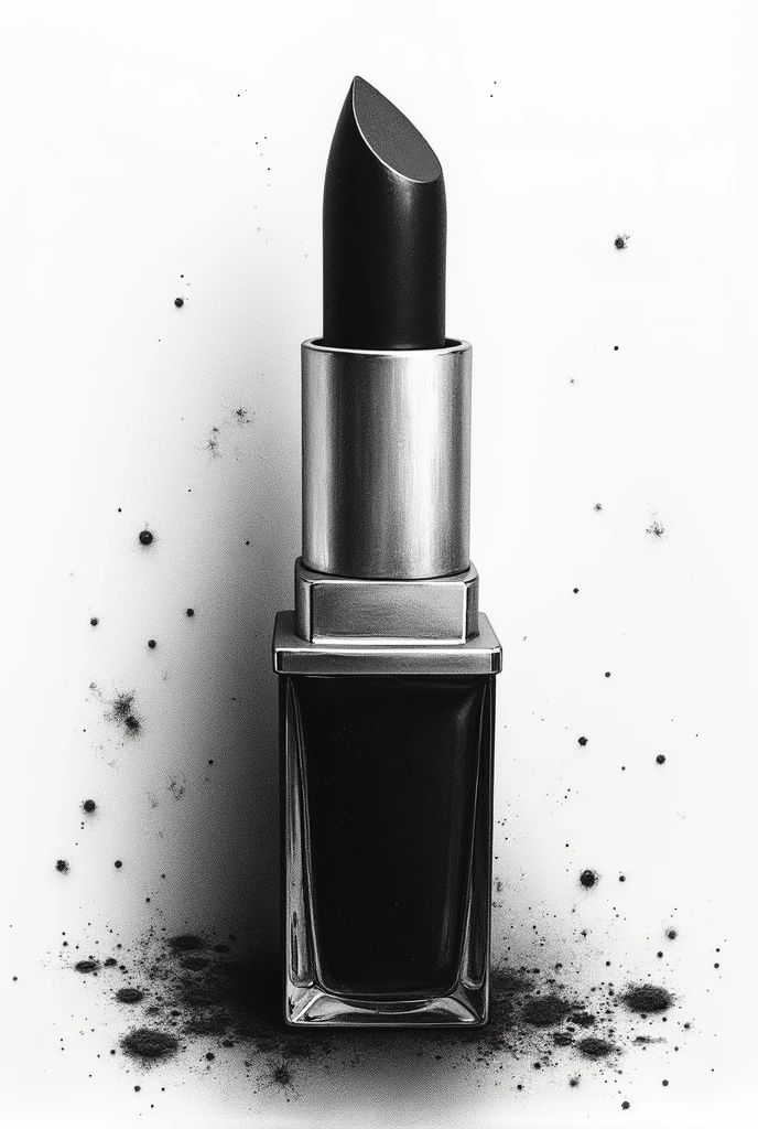 Create a beautiful etching drawing of a dark lipstick