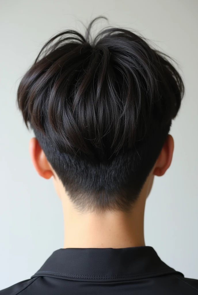 Korean two block haircut back view no fade/shave.