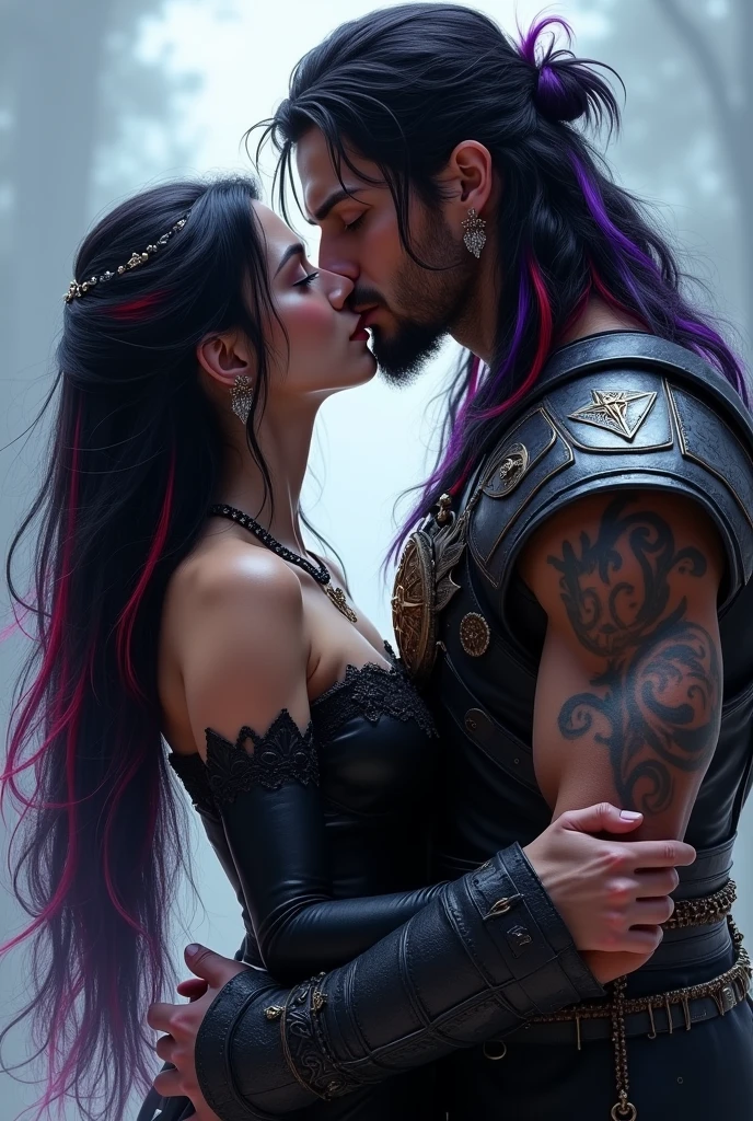 a stunningly intricate close up portrait of a romantic werewolf humanoid couple, in a dream action pose, with very long wild messy hair, blood splatter, ice and flames, in a mesmerizing beautiful dream like romantic exotic, passionate love making scene, (((luis royo and julie bell h.r giger inspired fantasy mythological god of war, underworld death shadow being))) representing a (((sinister maniacal insanity))) that defies human form, with advanced photorealistic techniques applied, hyper-detailed features that are both unsettling and alluring, dressed in advanced metallic armor that complements its otherworldly appeal, with advanced lighting and hdr support, advanced shading techniques employed for a truly lifelike depiction, advanced rendering techniques such as subpixel anti-aliasing and ray tracing supported, created in a style that transcends this world