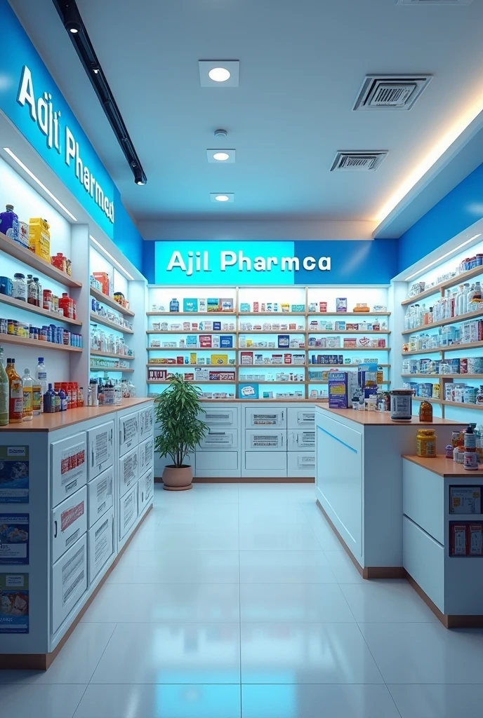 A poster for a pharmacy named ajit pharma best hyper realistic complete with details in ultra hd graphics also
