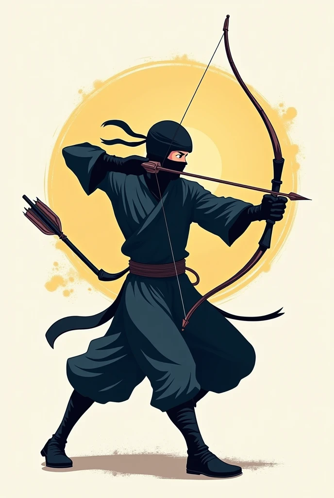 1 ninja in hand Archery vector type & ninja full body