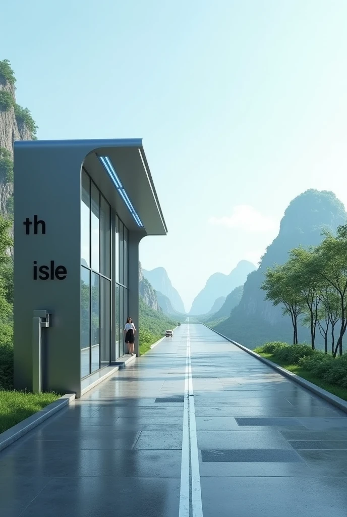 A water refilling station with a long straight road and the name "THE ISLE"