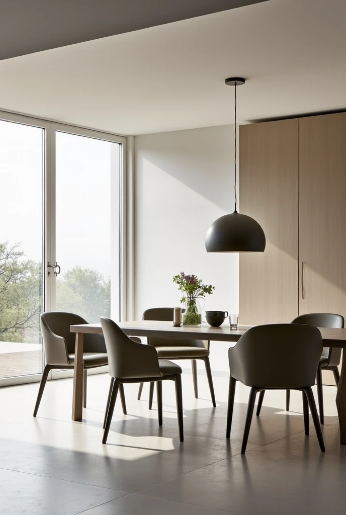 A dining room with Setúbal chairs from xplast
.