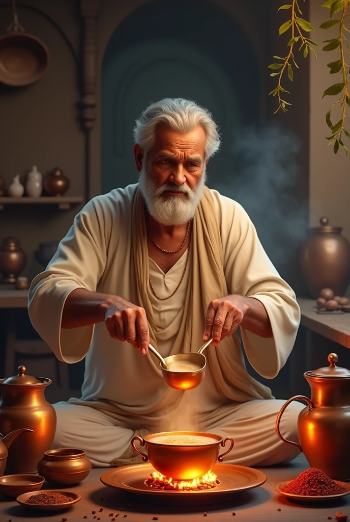 A man making chai