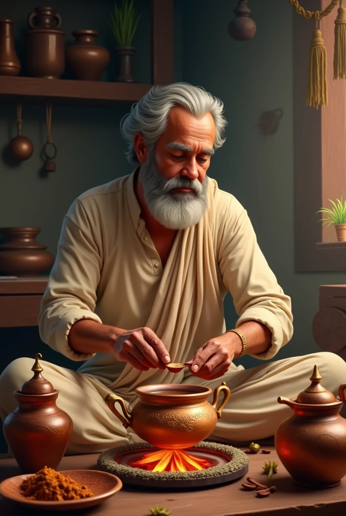 A man making chai