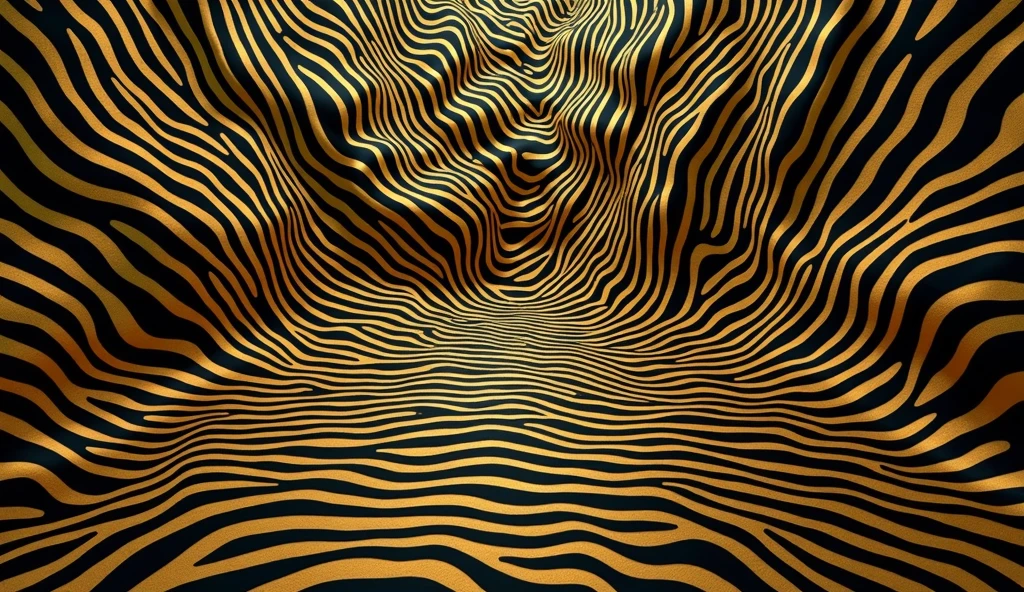 zebra print on a Golden background with 黑色的 and white stripes, surreal 黑色的 and Golden, 黑色的 and Golden colors, Golden and 黑色的, Tiger Skin, 黑色的 and Golden, Tiger Stripes, Very abstract, Abstract ripples background, the madness of mono-Golden,Goldens and 黑色的s, Golden background, Golden. Golden, skin, Smooth organic pattern