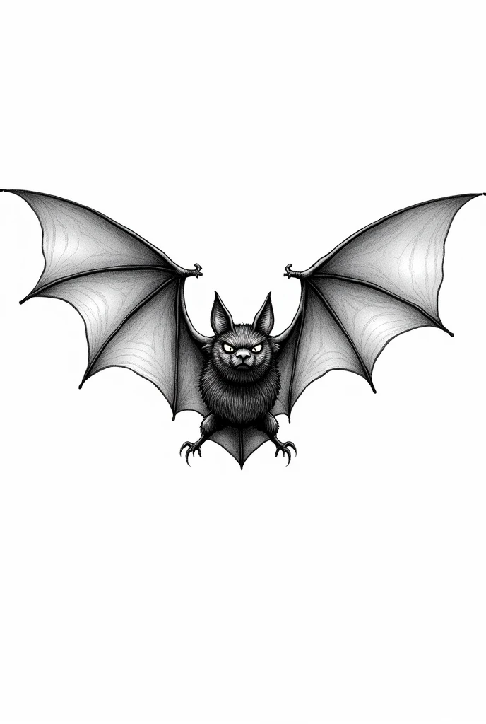 Draw a bat but dont color it just draw it in manga style