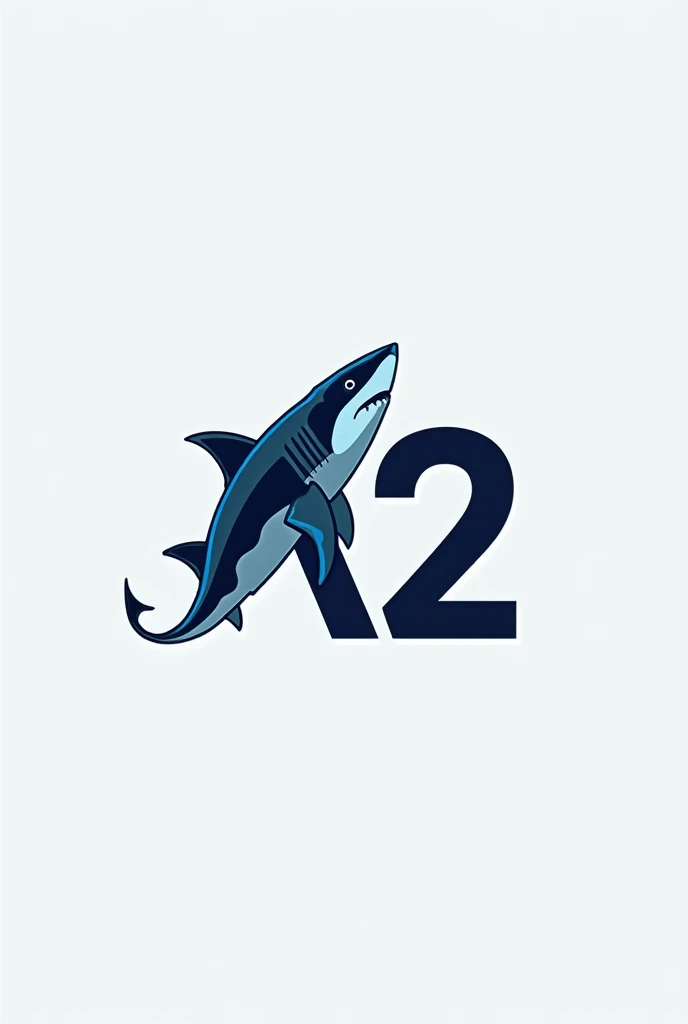 A logo for class A2, have word "A2" and a shark, please design both of them blendly