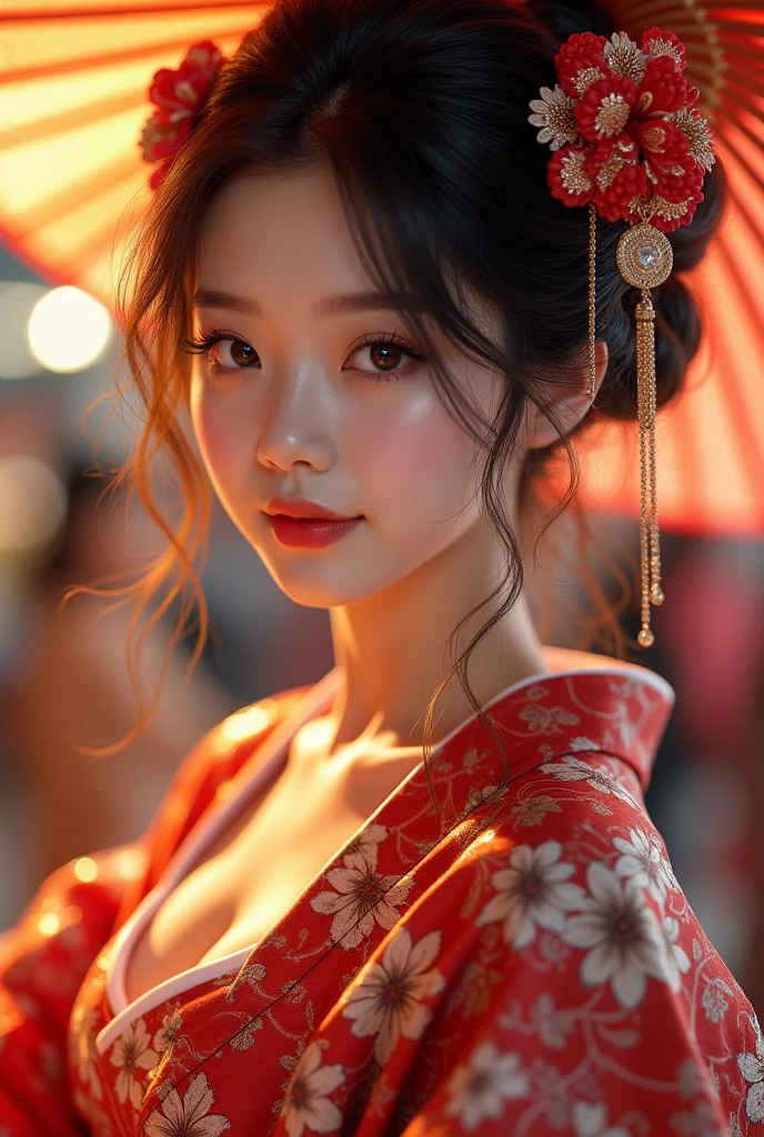 (masterpiece,Highest quality:1.4),(8k,RAW Photos,Photorealistic:1.4),Ultra-high resolution, ,(Glowing Skin:1.4),Detailed肌,Detailed顔,Detailed目,(Beautiful and shining eyes:1.2),Symmetrical eyes,Detailed耳,One person,Natural Makeup,(((Idol))),,Detailed背景,Vivid background,Beautiful and shiny hair,,((Average age breasts)),,(Detailed Sexy Yoshiwara Geisha,kimono,full body),Beautiful Asian face,((Sharp Face)),Natural light,,(Very detailed ,,online shopping,LUMINE® Market,),smile,,Professional,Dynamic Angles,(Detailed,Location was great.),