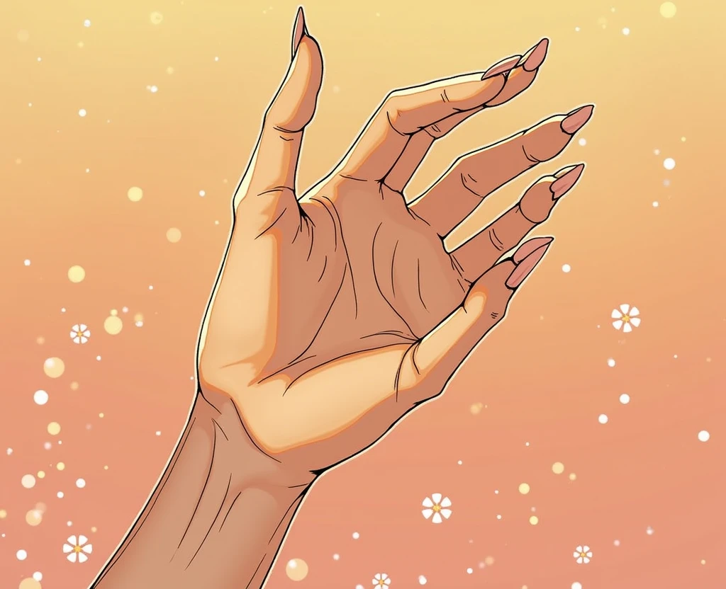 Redraw the hand in the photo to make it more feminine
