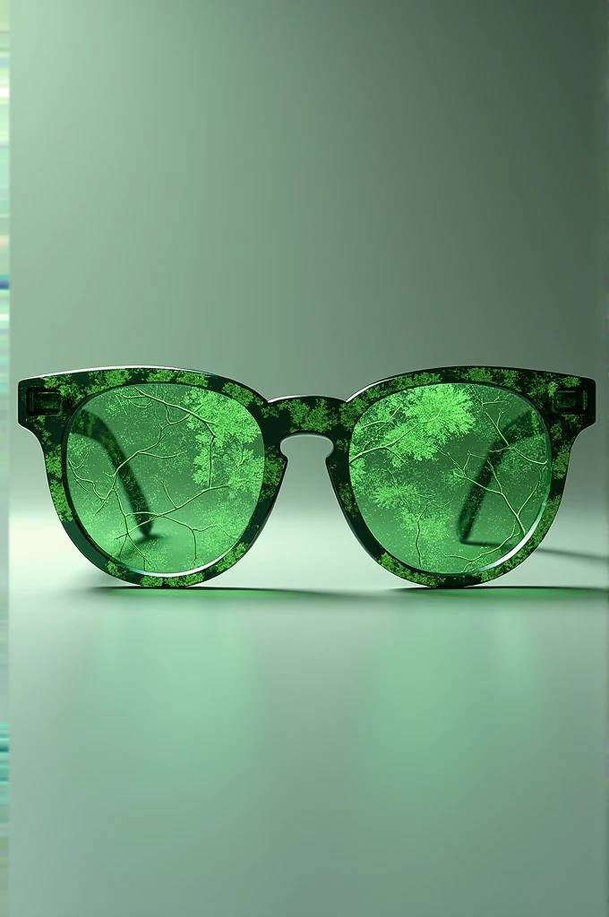 Vein vision eyeglass with veins on lenses. No person, make the veins green