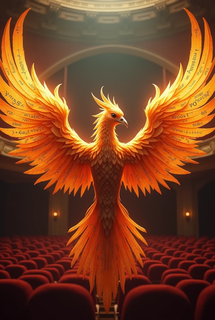 ((realisitic)), tomada movie theatertográfica, movie theater, photo referenced, mais high qualiy, high qualiy, (detailed face and eyes:1.1), Mathematical Phoenix: A phoenix with its wings composed of mathematical formulas and symbols. How the phoenix is a symbol of rebirth and resilience, it can represent the constant evolution of mathematical knowledge.