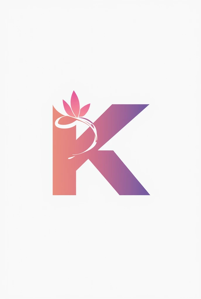 Logo with Kauany Rodrigues physiotherapist written minimalist with pink gradient, purple and green, and with the K with butterfly on white background very minimalist logo 