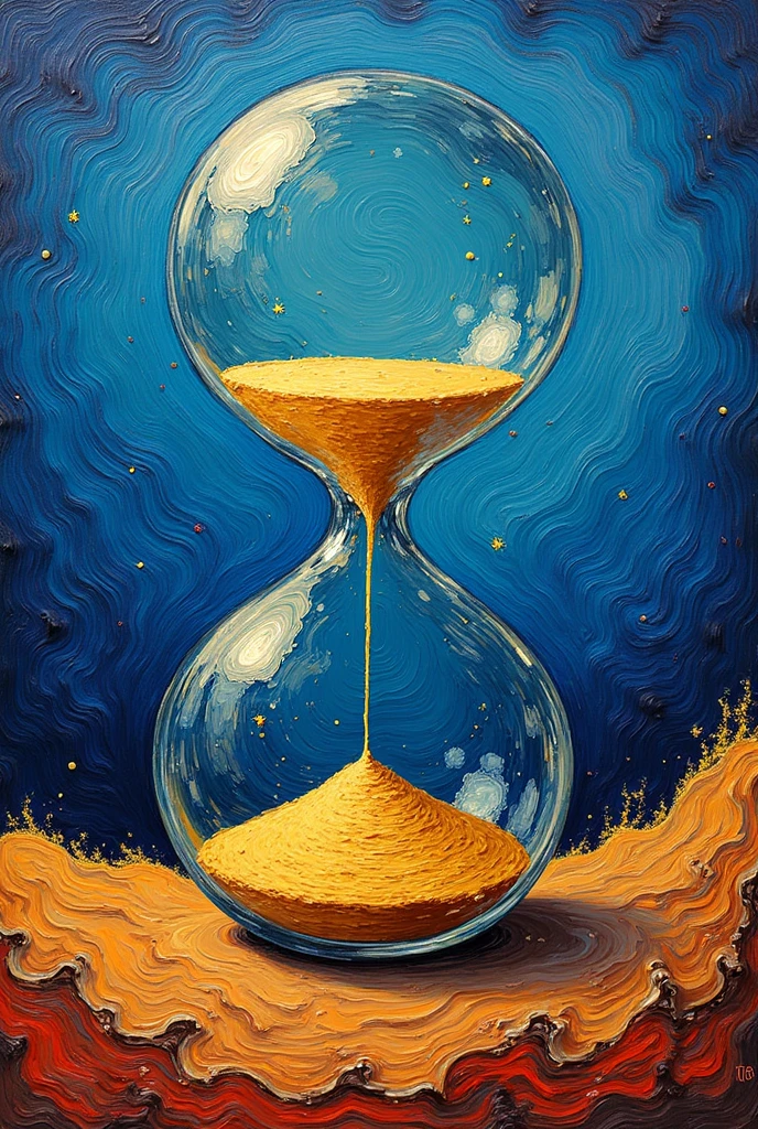 An hourglass in Vincent Van Gogh painting style