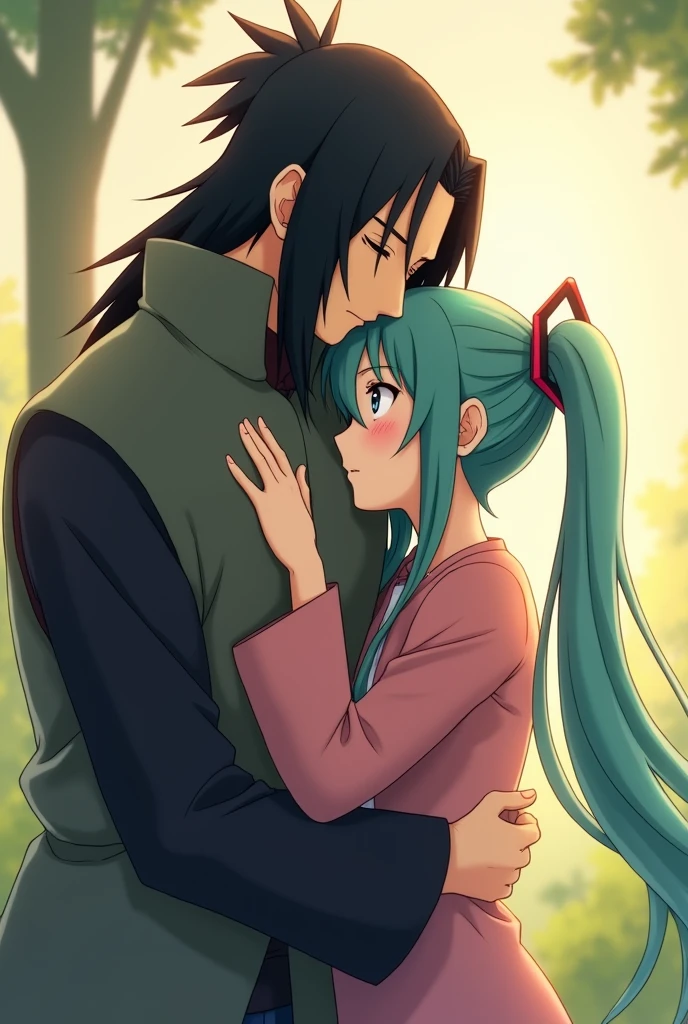Itachi Uchiha with Miku Nakano hug in anime style