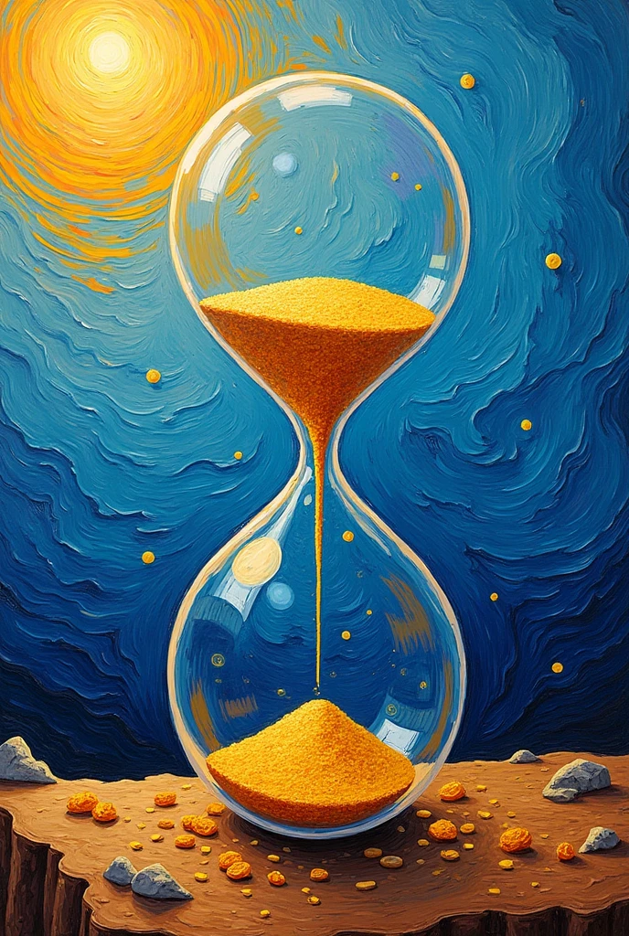 An hourglass in Vincent Van Gogh painting style