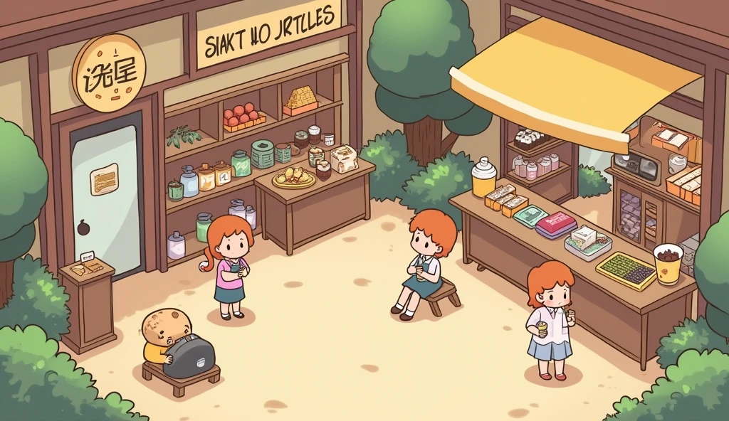 (masterpiece:1.2, Highest quality,Ultra-high resolution,Super detailed),8k,(wallpaper),(Best illustrations:2.0),(Cute chibi store : 2.0),(store,Very simple design),(isometric illustration) lofi, cozy, Studio ghibli inspired
