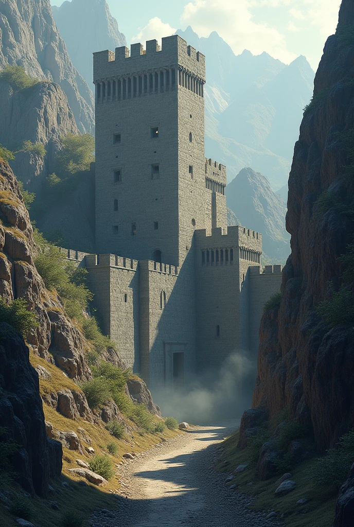 The fortress looms behind those thick battlements, carved into the mountain in an L-shaped formation of tall stone buildings, built to withstand fire, for obvious reasons. The walls that surround the citadel’s courtyard are ten feet thick and eight feet tall, with one opening