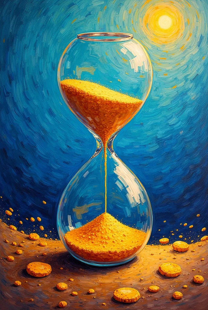 An hourglass in Vincent Van Gogh painting style