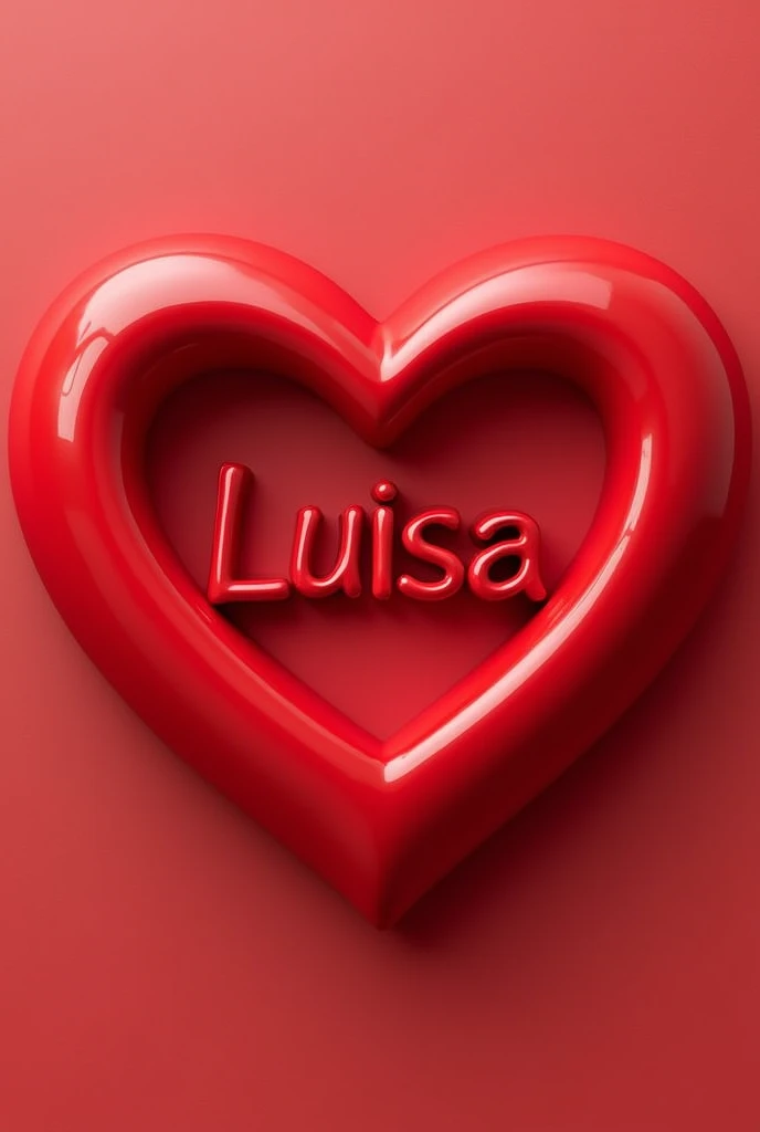Name Luisa I Love You Very Much inside a red heart in high relief