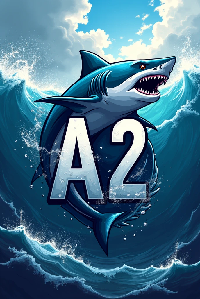 A logo for class A2, have word "A2" and a shark, please design both of them blendly
make it more beautiful with ocean sea, very powerful