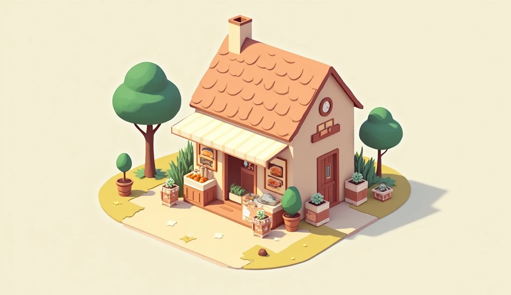 (masterpiece:1.2, Highest quality,Ultra-high resolution,Super detailed),8k,(wallpaper),(Best illustrations:2.0),(Cute chibi store : 2.0),(store,Very simple design),(isometric illustration) lofi, cozy, Studio ghibli inspired,pastel tones