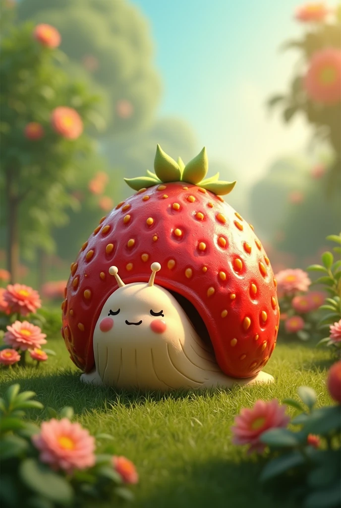 a snail with Strawberry home