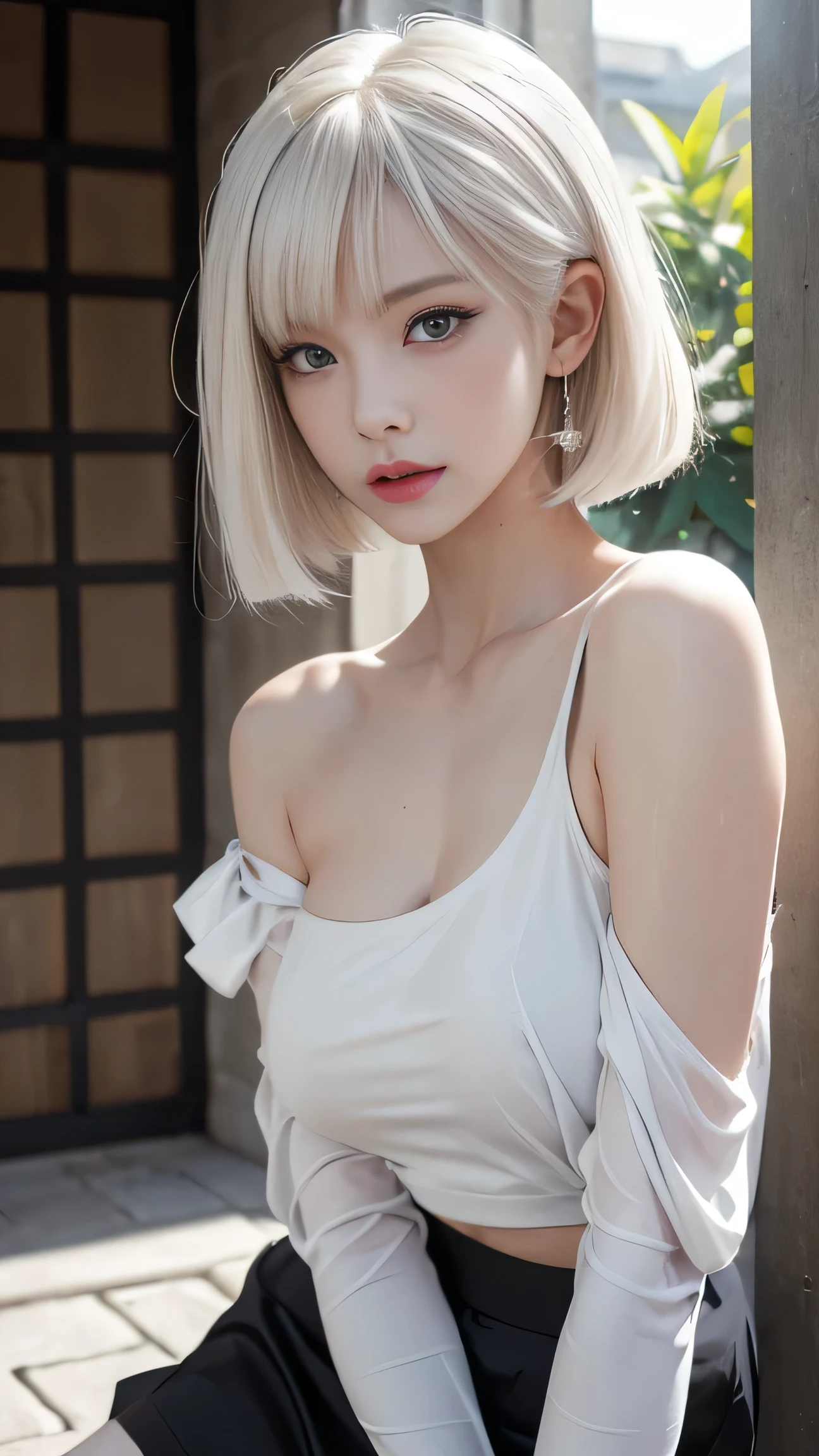 (platinum blonde hair:1.5), bass house festival, camera flyover, lovely girl in crowd, 20 yo, paint on face, wet skin, cleveage indentation, strapless, midriff, pale blue eyes, smiling eyes, hair over the shoulder, cute, nose blush, eye contact, looking at viewer, dynamic pose, subtle laughing, bokeh, realistic, (large breasts:1.4), sweaty, blush, volumetric lighting, (((youthful))), ((young)), pale blue eyes, (oily skin:1.1), sexy female, tight skimpy top, push up bra, lace, cleveage, looking at viewer, Porta 160 color, shot on ARRI ALEXA 65, sharp focus on subject, Fujifilm XT-3, 85mm, pink pushup bra, pefect cleveage, lace, tight , pressed together, slim waist, collarbones
