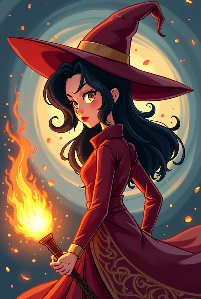 Cartoon style profile picture of Azula as an avatar using a witch&#39;s wand