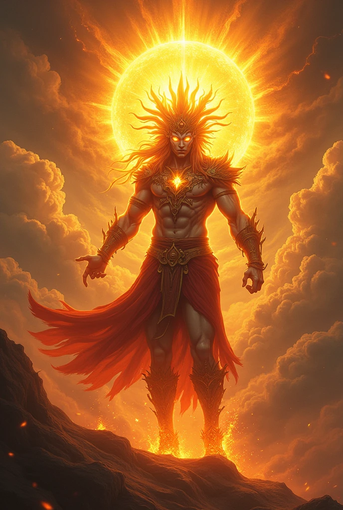 gold eye sun god glowing with rage