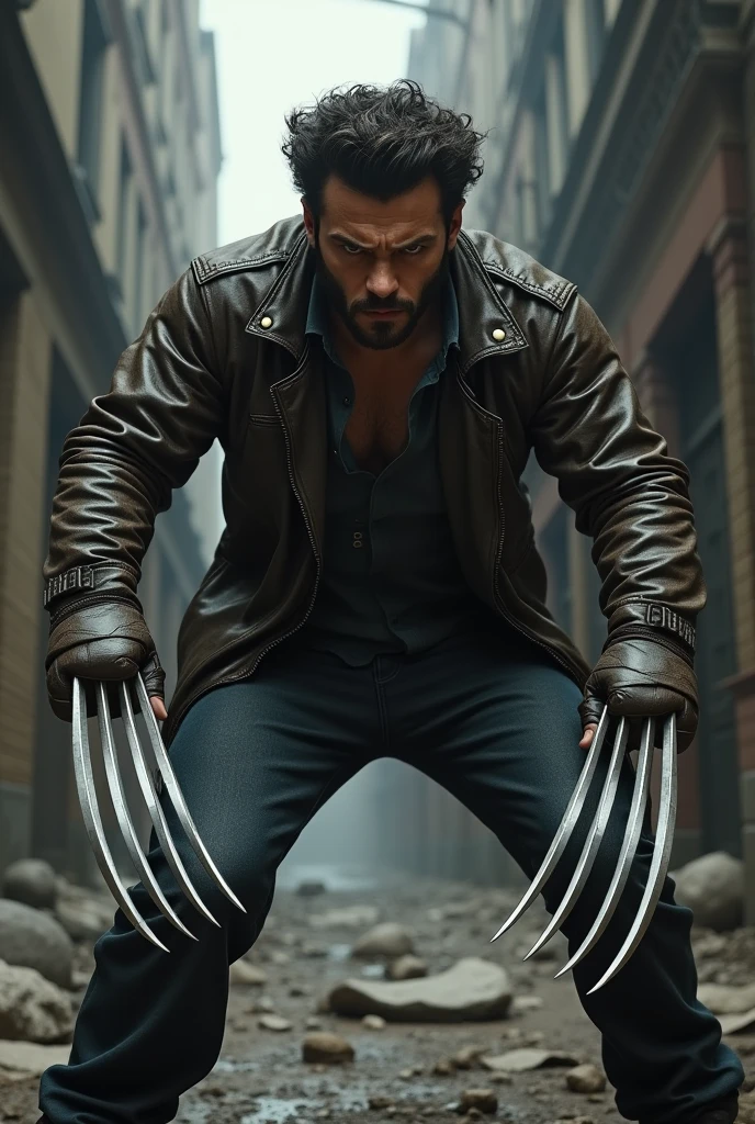 Teenage Logan with claws out in fighting pose