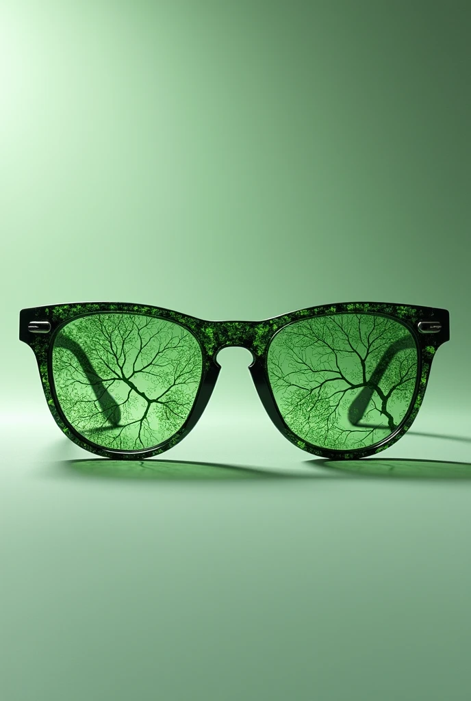 Vein vision eyeglass with veins on lenses. No person, make the veins green